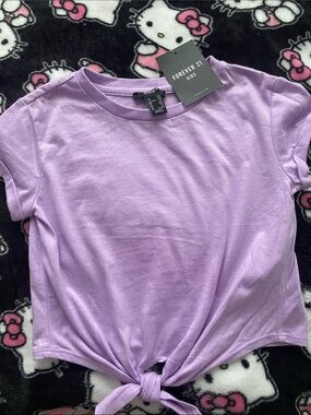 Forever 21 Kids Lavender Tie-Front Short Sleeve Tee